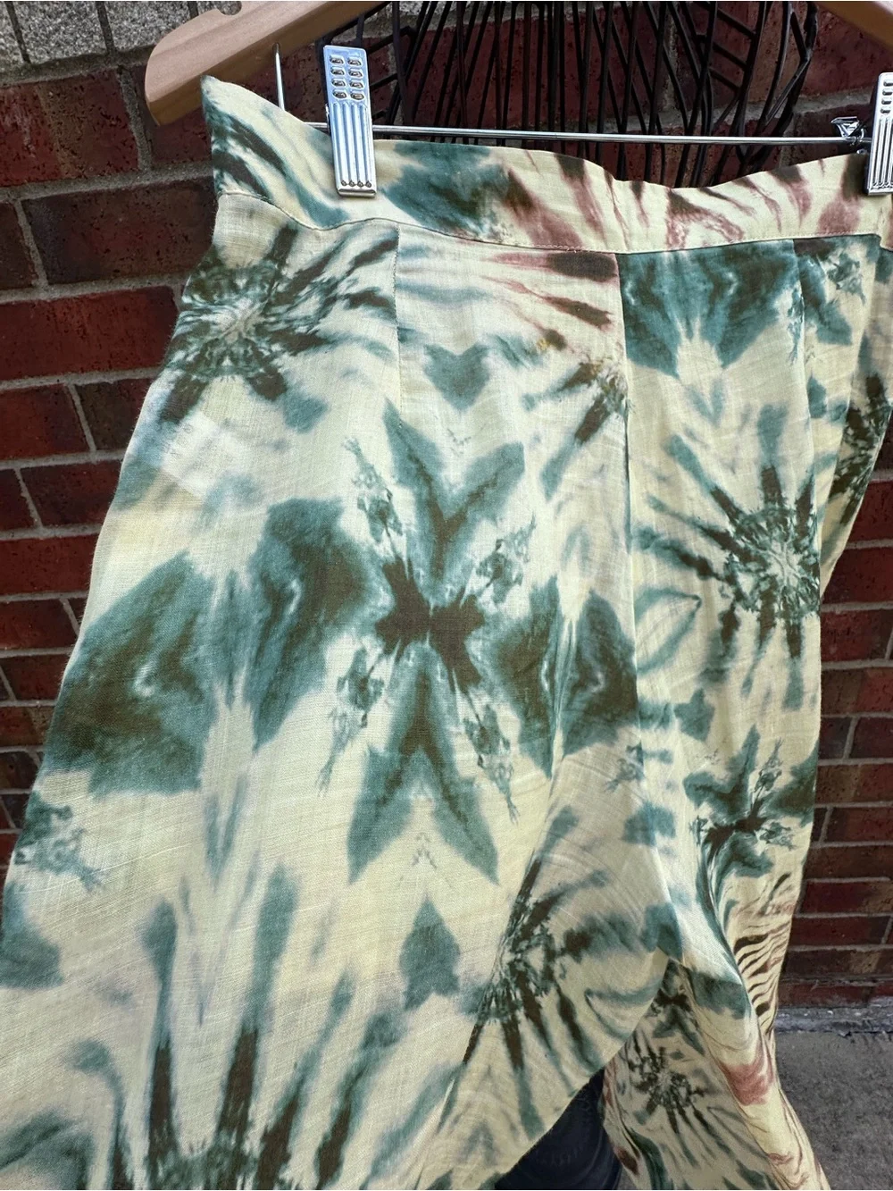 Zara Palazzo-Style Pants Sheer Wide Leg Swimwear Cover-up Trouser Beachy Tie-Dye